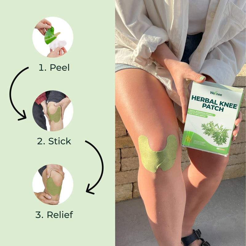 Original Herbal Knee Patch - Wellknee Plaster for Knee Support & Muscle Pain - Maximum Strength for a Temporary Relief - Adhesive Heat Patches Made with Natural Herbs for Wellness (10 Pads) 10 Pads (Pack of 1) - BeesActive Australia