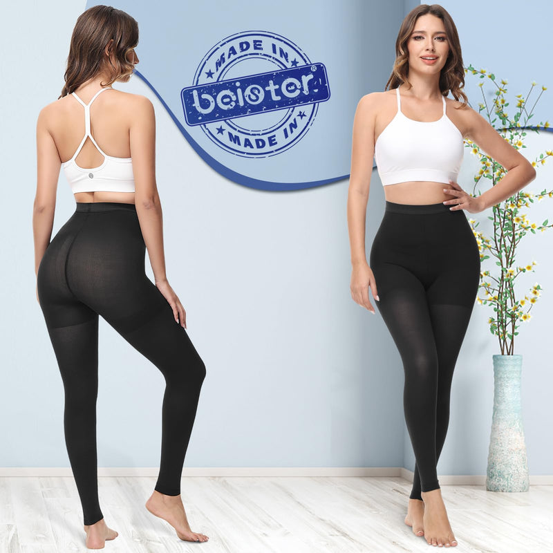 beister Medical Compression Pantyhose for Women & Men, 20-30mmHg Graduated Support Tights, Opaque Footless Waist High Compression Stockings & Leggings for Varicose Veins, Edema, Flight, DVT Black XX-Large - BeesActive Australia