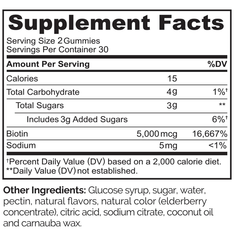 NATURELO Biotin Gummies - Supports Healthy Hair, Skin & Nails - High Potency 2500 mcg - Non GMO, Gluten Free - 60 Gummies 60 Count (Pack of 1)