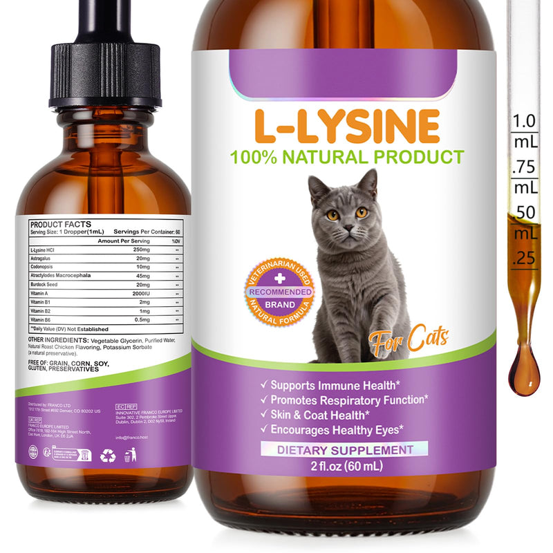 Lysine for Cats - 2 Packs Cat Lysine Drops