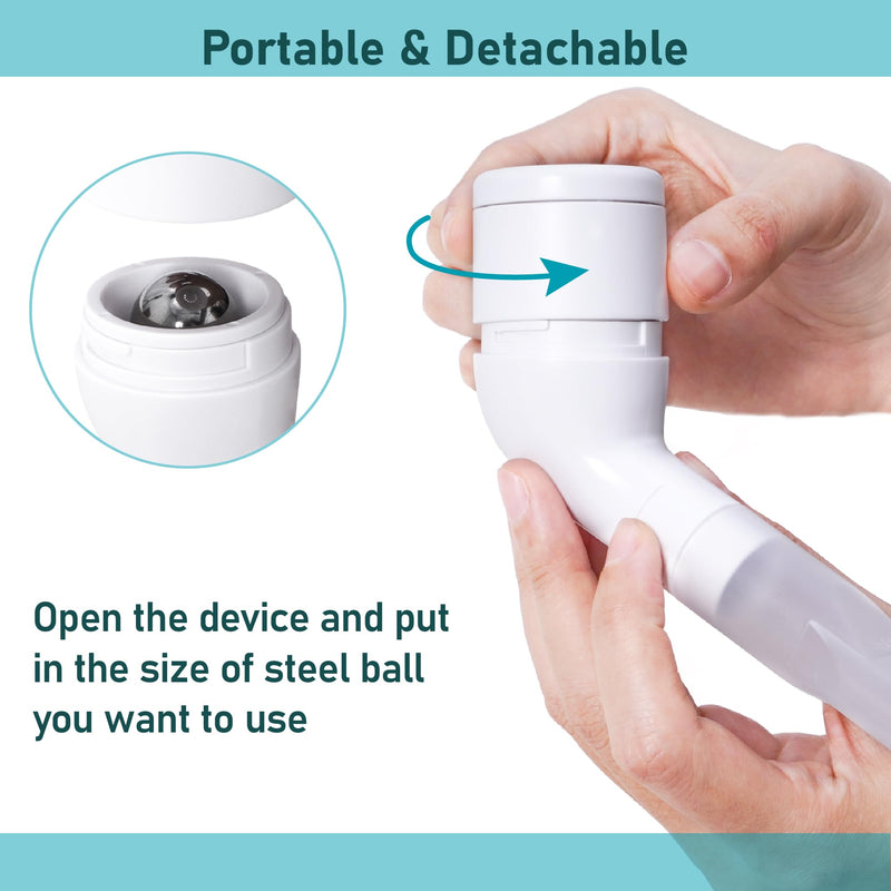 Breathing Exercise Device for Lungs, Breathing Trainer, Mucus Removal with 16/18/20 mm Stainless Steel Balls, White - BeesActive Australia