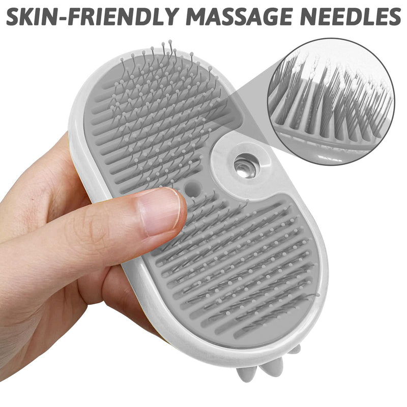 Cat brush with steam, 4-in-1 steam brush cat, steamer brush cat for long hair and short hair, cat brush with water tank Clean pet hair from the brush with one button (white) white - BeesActive Australia