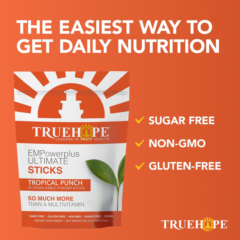 Truehope Multivitamin Nootropic Pouches with Inositol - Once-Per-Day EMPowerplus Ultimate Sticks - 30 Count (Tropical) Tropical