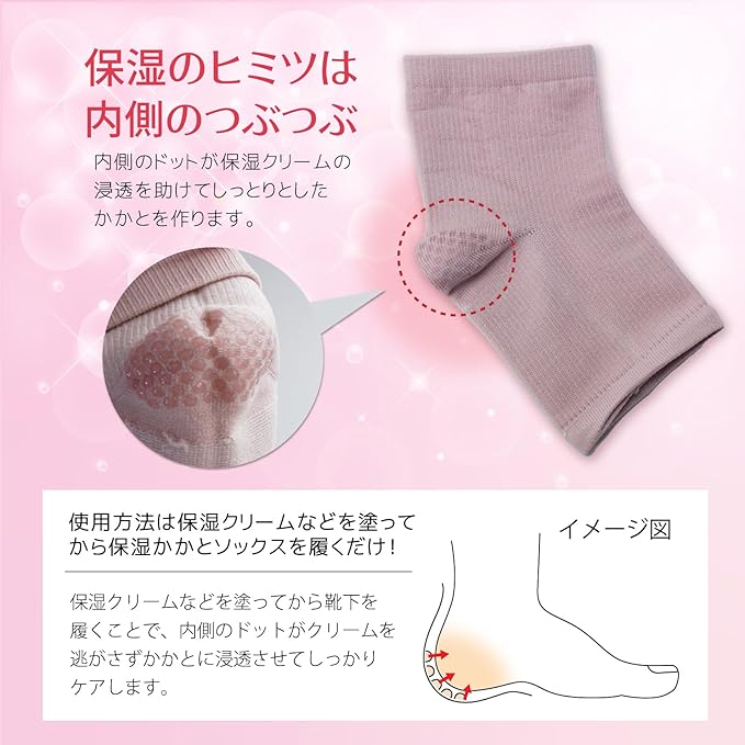 Heel Socks, Heel Care, Moisturizing Heel Socks, Women's, One Size Fits Most, Set of 3, Cracked, Horny Heel Cream, Moisturizing, Pink, Gray (Pink) - BeesActive Australia