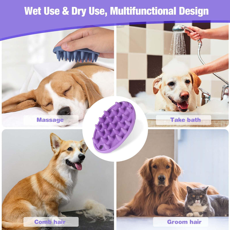 Dog Bath Brush, 4 PCS Dog Brush for Bathing, Dog Shampoo Grooming Brush for Short & Long Haired Dogs, Soft Pet Rubber Shedding Brush Set, Dog Washing Brush Scrubber for Soothing Massage - BeesActive Australia