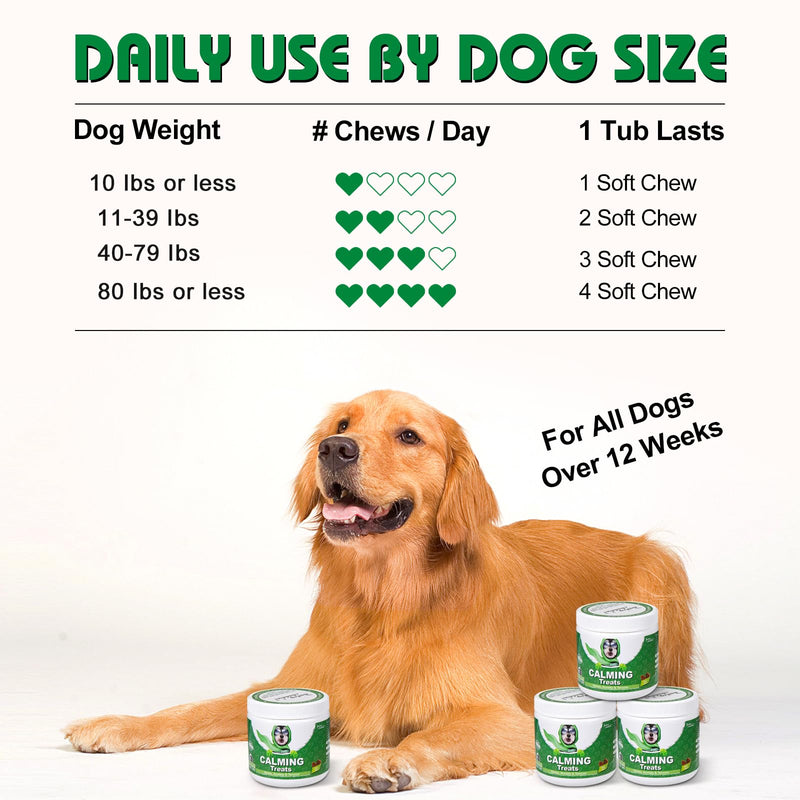 Bailey & buddies Calming Dog Treats - 100% Natural Soft Chews Reduce Stress, Fear, Barking, Aggression. Soothes Anxiety for All Breeds & Adult Ages for Small, Medium & Large Dogs