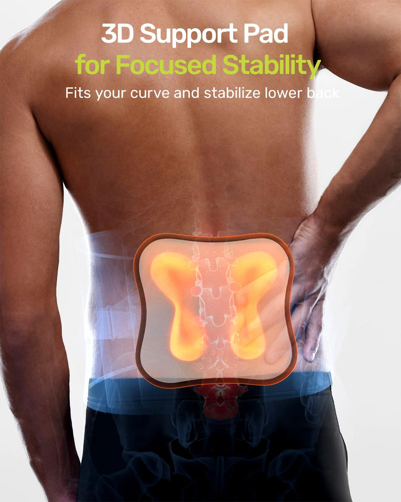 Rakiie Back Brace for Lower Back Pain Relief, 8 Stays Powerful Lumbar Support for Men Women, Back Support Belt with 3D Pad, Breathable Back Support Brace with Adjustable Strap for Herniated Disc, Sciatica, Green Size M Medium - BeesActive Australia