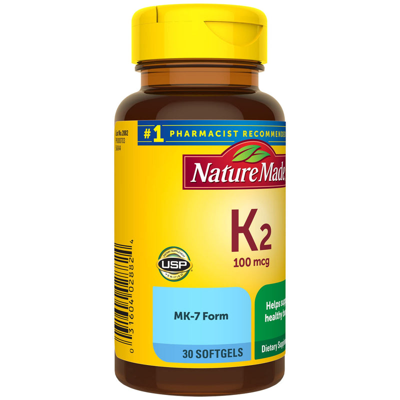 Nature Made Vitamin K2 100 mcg, Healthy Bone Supplements, 30 Softgels, 30 Day Supply 30 Count (Pack of 1) - BeesActive Australia