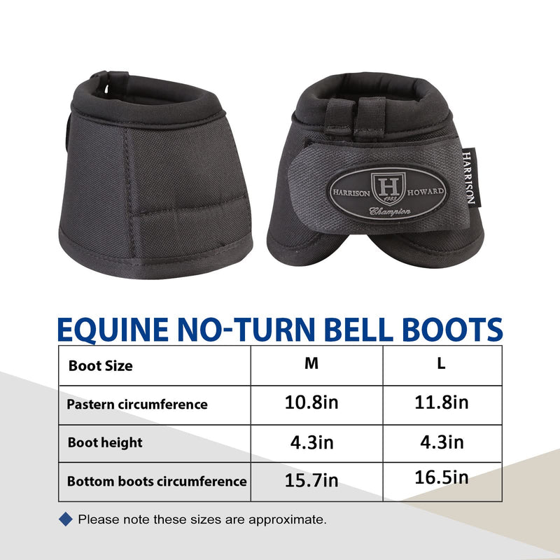 Harrison Howard Horse Bell Boots Overreach Bell Boots No-Turn Bell Boots for Horse-Durable Protective Hoof Boot Full (Large) Black - BeesActive Australia