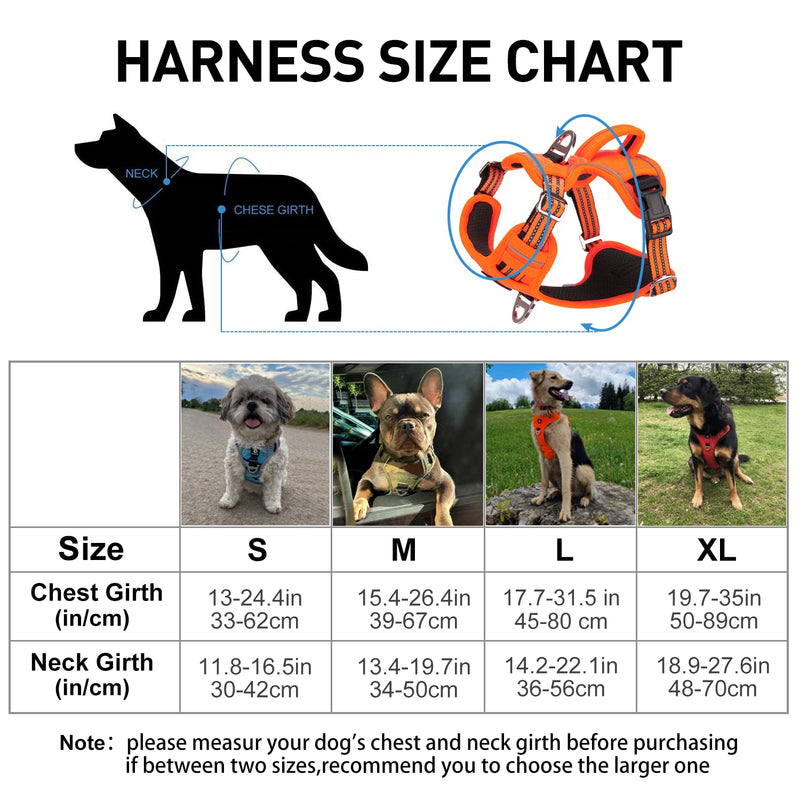 Dog Harness for Large Dogs, Anti Pull Harness No Pull Reflective Breathable Harness Dogs Lightweight Chest Harness Large Medium Dog Safety Harness Soft Orange L L (Pack of 1) - BeesActive Australia