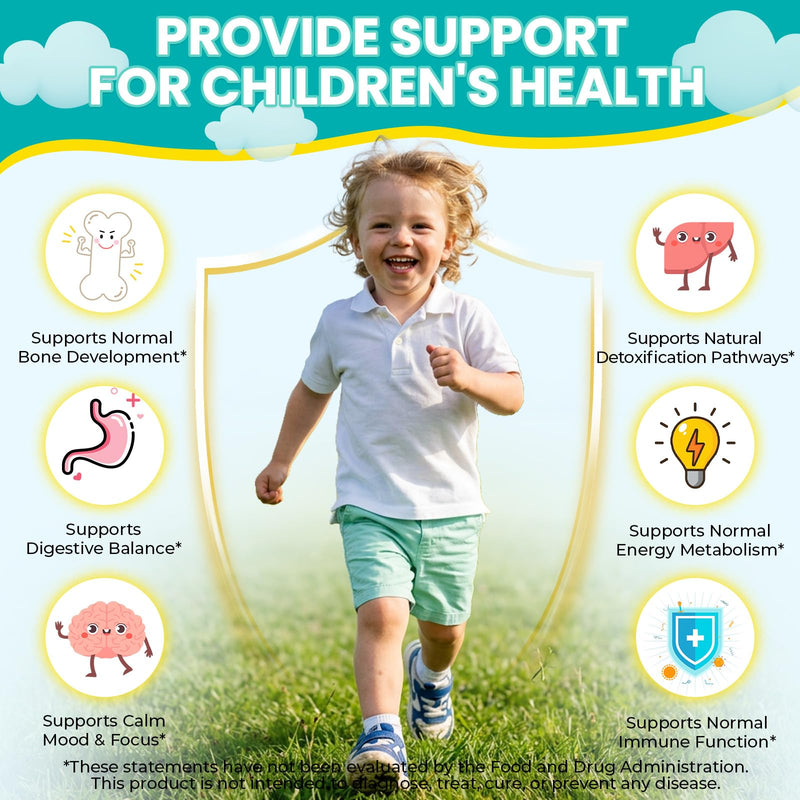 Zeolite Kids Detox Gummies,Zeolite Detox for Kids & Adults,9-in-1 All in One Daily Kids Supplement with Zeolite,Elderberry,Omega-3,Magnesium,Vitamin,Milk Thistle,Zinc,B12,Sugar Free 60 Gummies