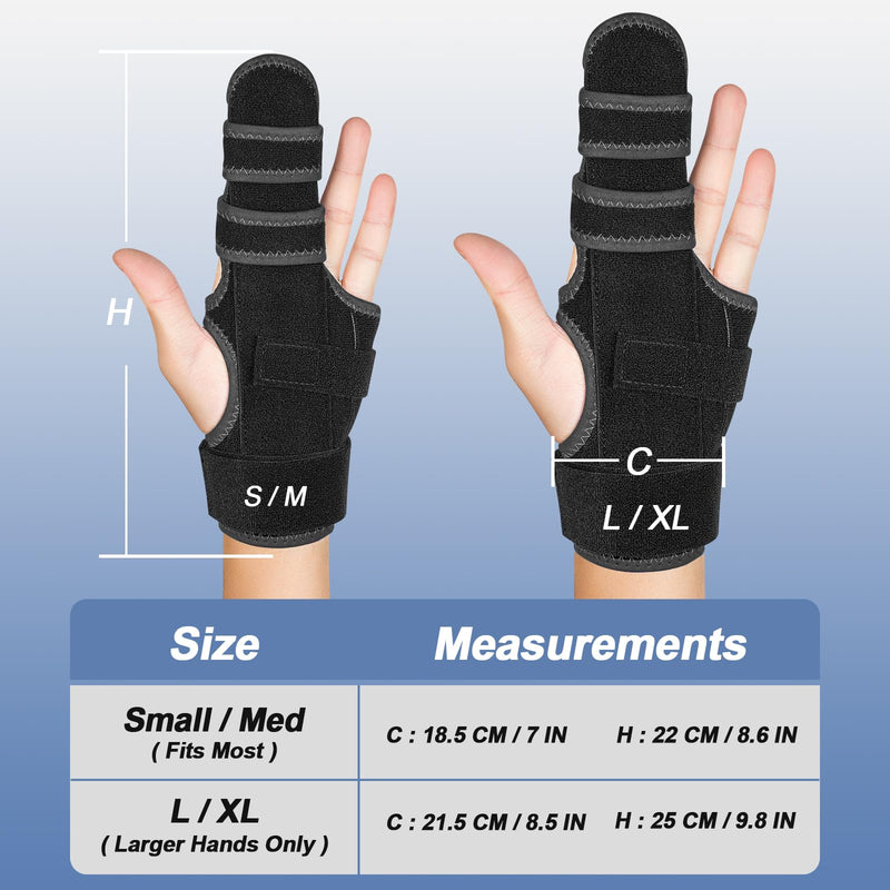 Trigger Finger Splint: Support the Middle, Index, little or Ring Finger, Hand Splint Brace-Treating Hand Fractures, Arthritis, Mallet Finger or Metacarpal Fractures (Left Hand) Small/Medium Black-Left