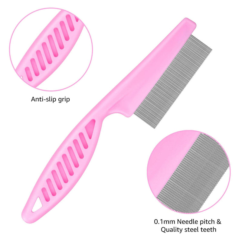 Cat Comb Dog Comb Fine Tooth Comb Pet Comb Grooming Set For Grooming And Removing Dandruff Flakes Remove Float Hair Tear Marks (pink) pink - BeesActive Australia