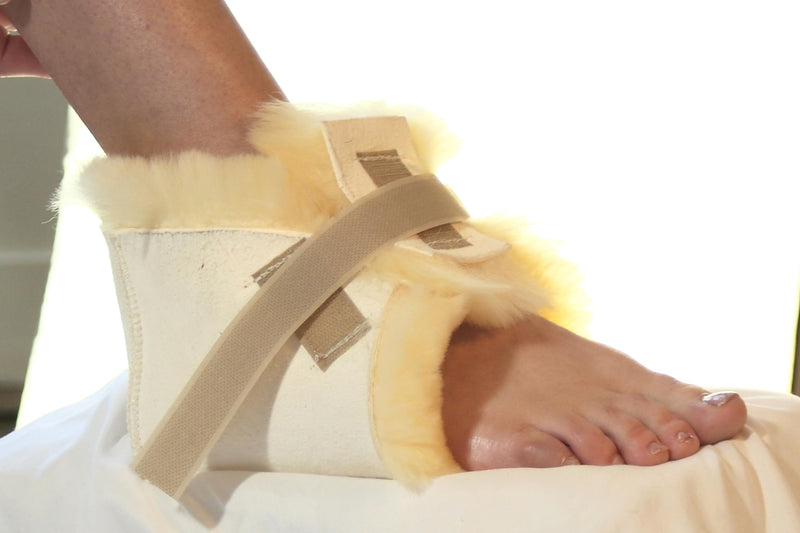 Sheepskin Ranch Sofsheep Medical Sheepskin Heel Protector, Pressure Relief for Bed Sores, Ulcers, Sensitive Skin, Hospital Grade, Chrome Free, Washable, Hypoallergenic, Adjustable, Real Wool, Single