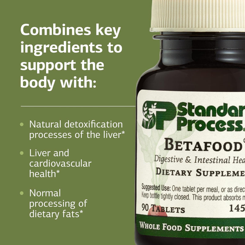 Standard Process Betafood - Supports Digestion & Intestinal Function with Beets - Aids a Healthy Heart & Liver Health - Gluten-Free, Non-Dairy & Non-Soy - 90 Tablets (90 Servings) 90 Count (Pack of 1)