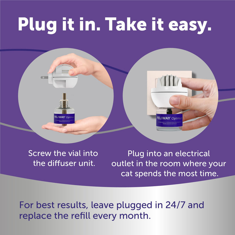 FELIWAY Optimum Cat Calming Diffuser Refill (3 Pack, 90 Day Supply) – Cat Pheromone Diffuser Refill for Advanced Support to Reduce Stress, Spraying, Scratching, Fighting and Hiding 3 pack