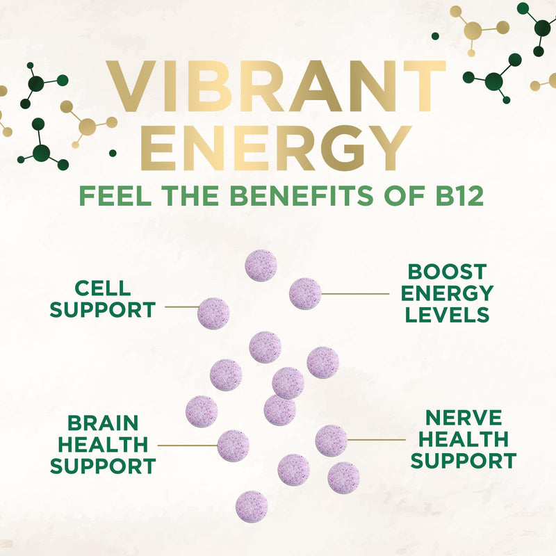 Vitamin B12 - 1000 mcg Per Serving Maximum Strength Methylcobalamin B-12 Chewable Tablet - Energy, Nervous System & Brain Support - Fast Dissolve, Gluten-Free, Non-GMO for Women & Men - 120 Tablets 120 Count (Pack of 1)