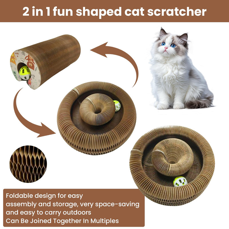 Corrugated Paper Cat Scratcher Track with Rolling Ball - Scratch-Resistant, Interactive, Pet-Safe for Feline Play & Claw Care Animal Print - BeesActive Australia