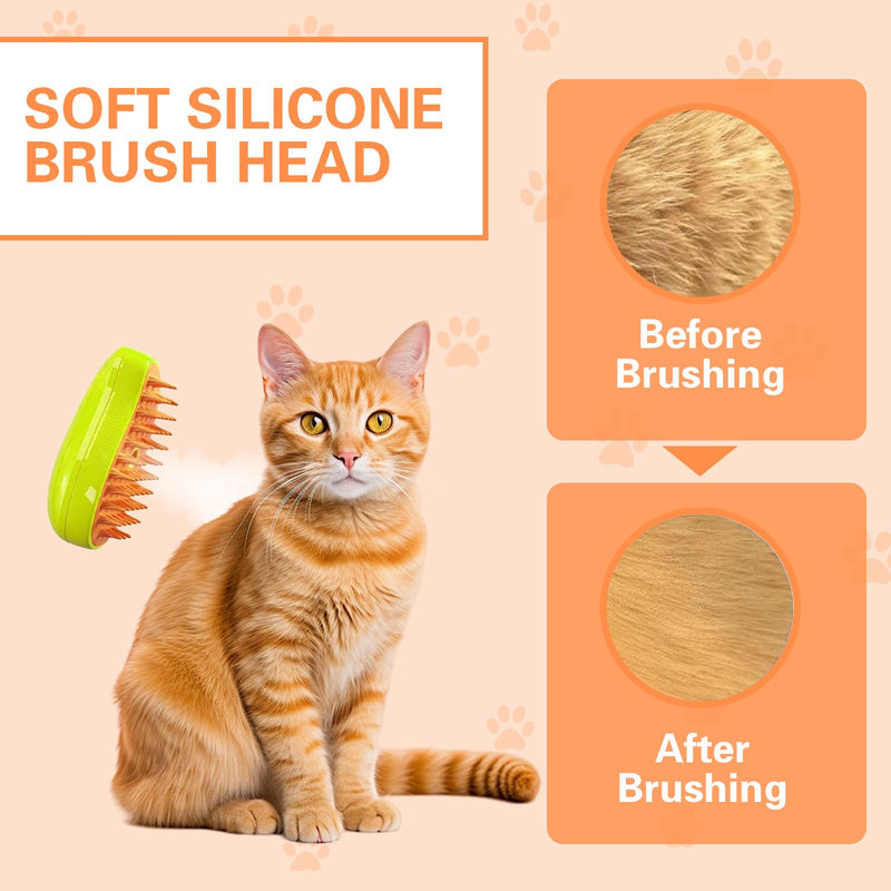 Steamy Cat Brush, 3 in 1 Electric Cat Steamy Brush Multifunctional Steam Pet Brush, Cat Grooming Brush Self Cleaning Cat Hair Brush for Massage - BeesActive Australia