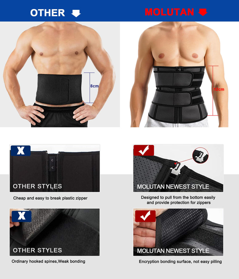 Waist Trainer Trimmer for Men Tummy Control Shapewear Neoprene Sweat Belt Slimming Body Shaper Black X-Large