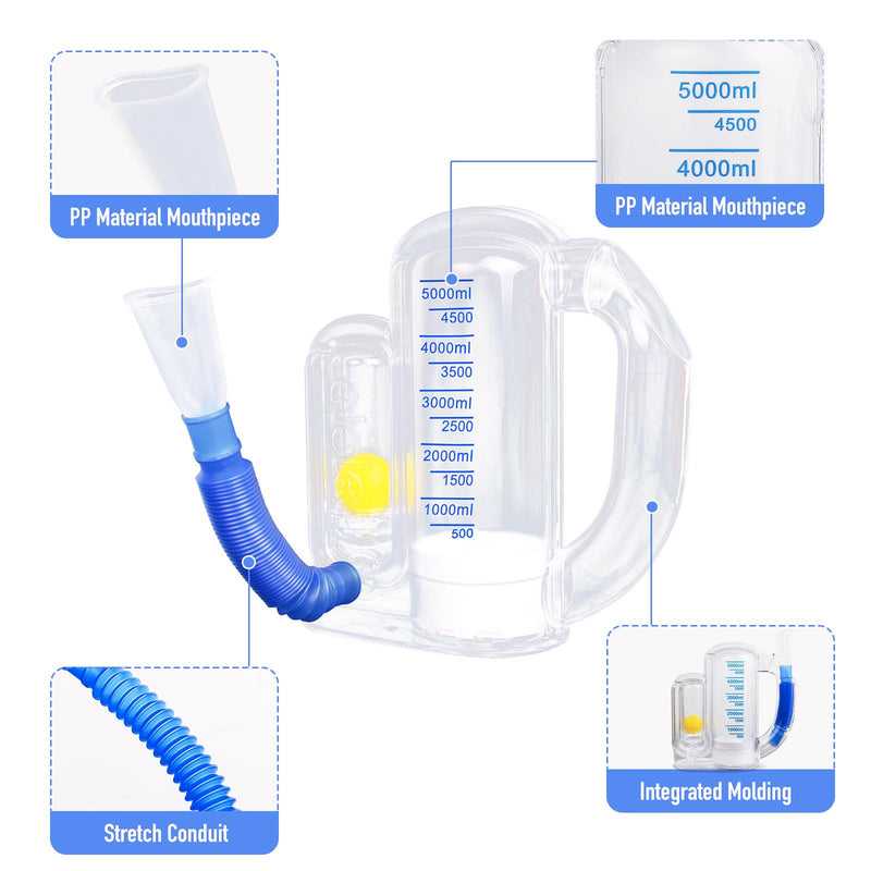 Breathing Exercise Device for Lungs,Deep Breathing Trainer for Children and Adult,5000ml Volume Measurement with Flow Rate Indicator. - BeesActive Australia