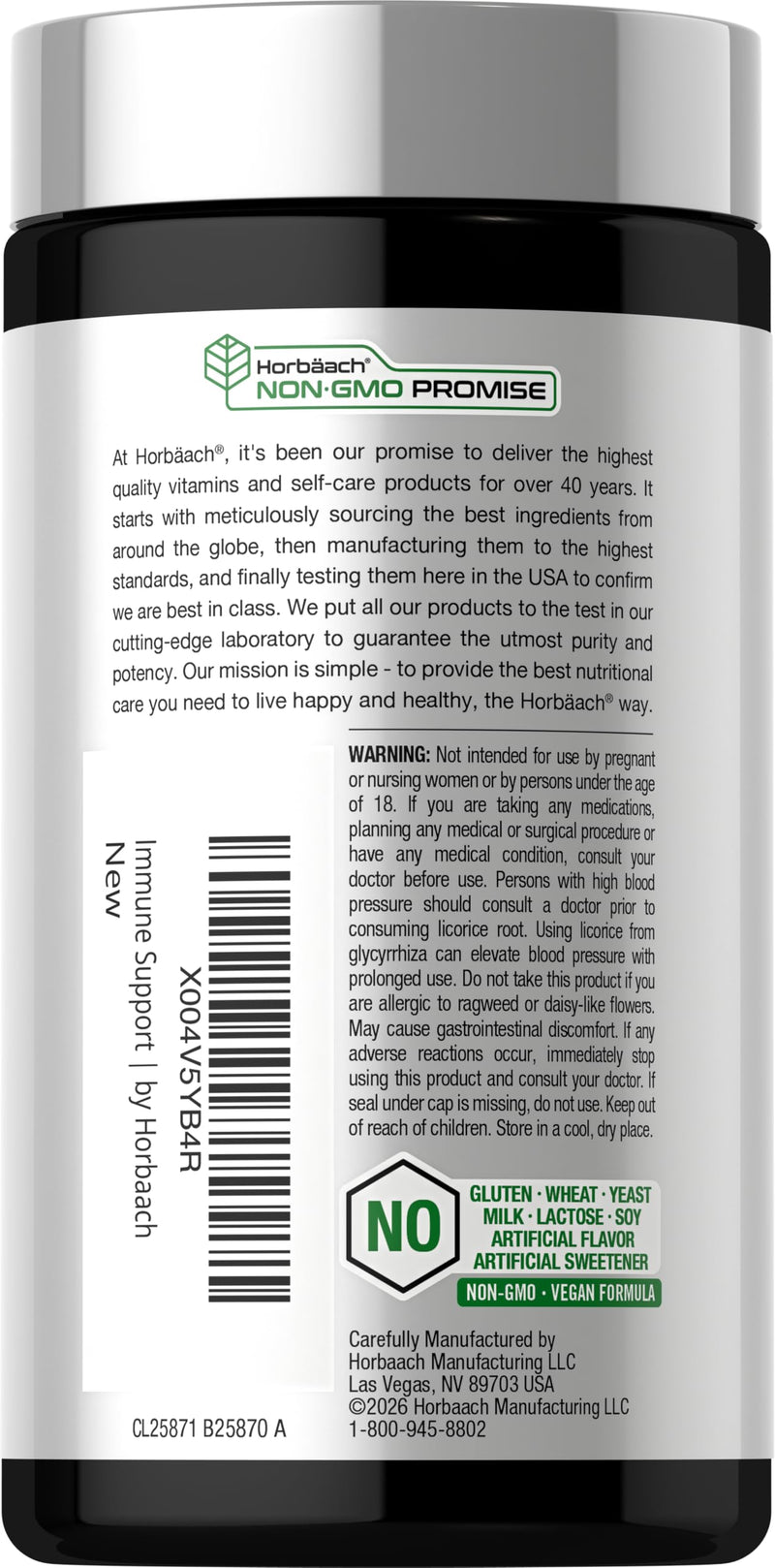 Horbäach Immune Support Supplement | 60 Coated Caplets | with Vitamin C, Zinc & Elderberry | Triple Action | Adaptive Immunity Matrix | Vegan, Non-GMO, Gluten Free