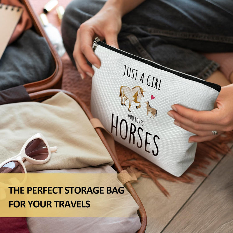 Horses Gift for Girls Makeup Bag, Cowgirl Equestrian Gift for Her, Sister, Daughter, Niece, Friend, Besties, Just A Girl Who Loves Horses - Horseshoe Makeup Bag Travel Toiletry Pouch -21 Horses Gift for Girls - 21 - BeesActive Australia