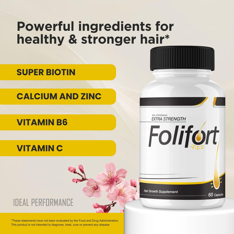 IDEAL PERFORMANCE (2 Pack) Folifort Hair Growth Pills Felfort Extra Strength Vitamins Reviews Suppliment (120 Capsules)