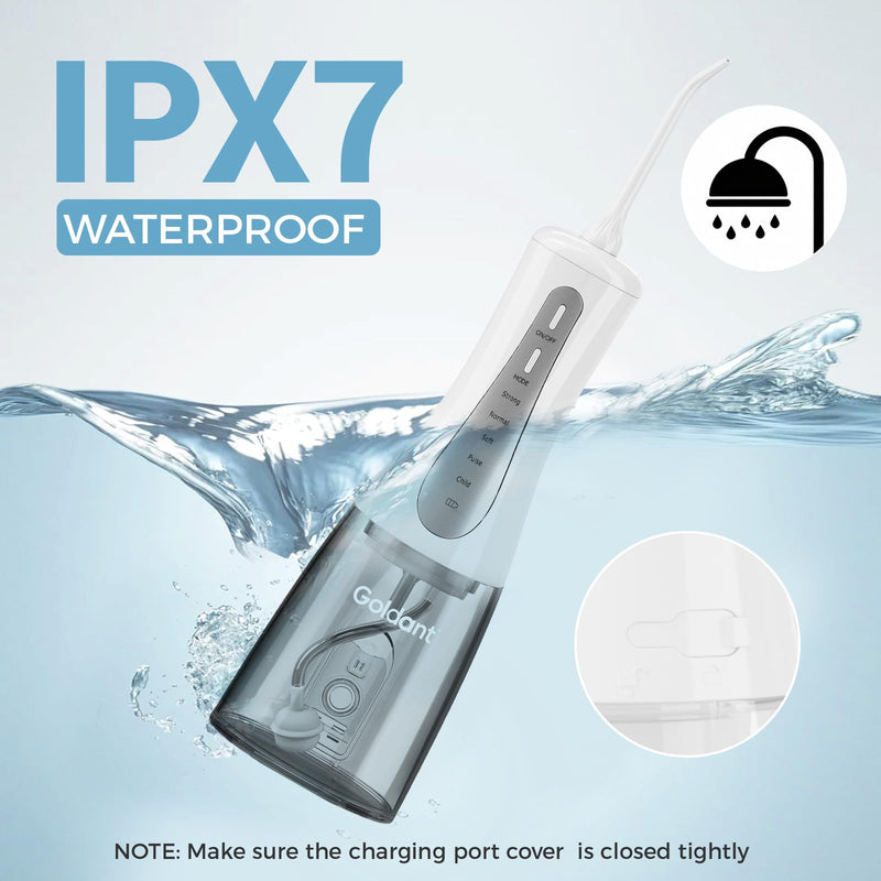 2026 New 350ML Water Flosser with Drainage & Storage Stand, Keeps Dry & Clean, 5 Modes, 360°Nozzle, Cordless Rechargeable, IPX7 Waterproof, Portable for Home & Travel (White) White - BeesActive Australia