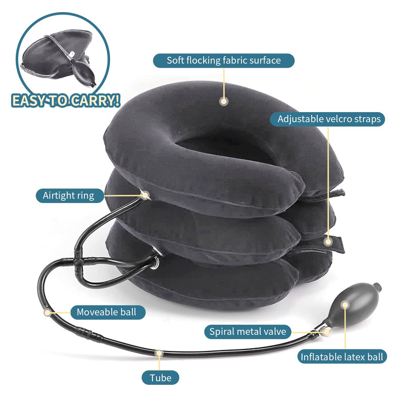 Neck Stretcher for Neck Pain Relief, Cervical Neck Traction Device, Neck Traction Device for Home Use, Neck Decompression Devices, Inflatable Stretcher, Neck Decompression(Gray) Grey - BeesActive Australia