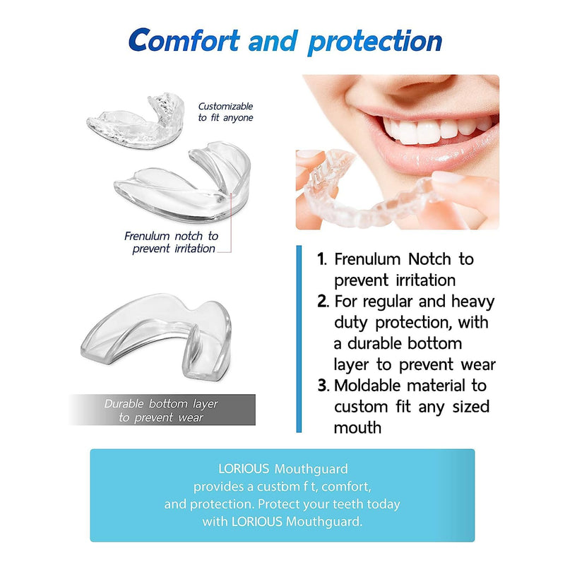 Mouthguard - One Size Fits All Premium Set of 6 BPA Free Moldable, Customizable and Trimmable Medical Grade Mouth Guard for Grinding Teeth Clenching Bruxism, Sport Athletic, Whitening Tray Adults / 6 Pcs / 1 Size