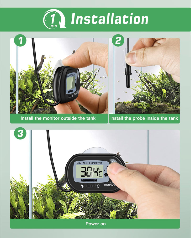 Zacro 2 Pack Digital Aquarium Thermometer, Fish Tank Thermometer, Water Thermometer with Large LCD Display,Reptile Thermometer for Fish Tank Water Terrarium 2 Packs - BeesActive Australia