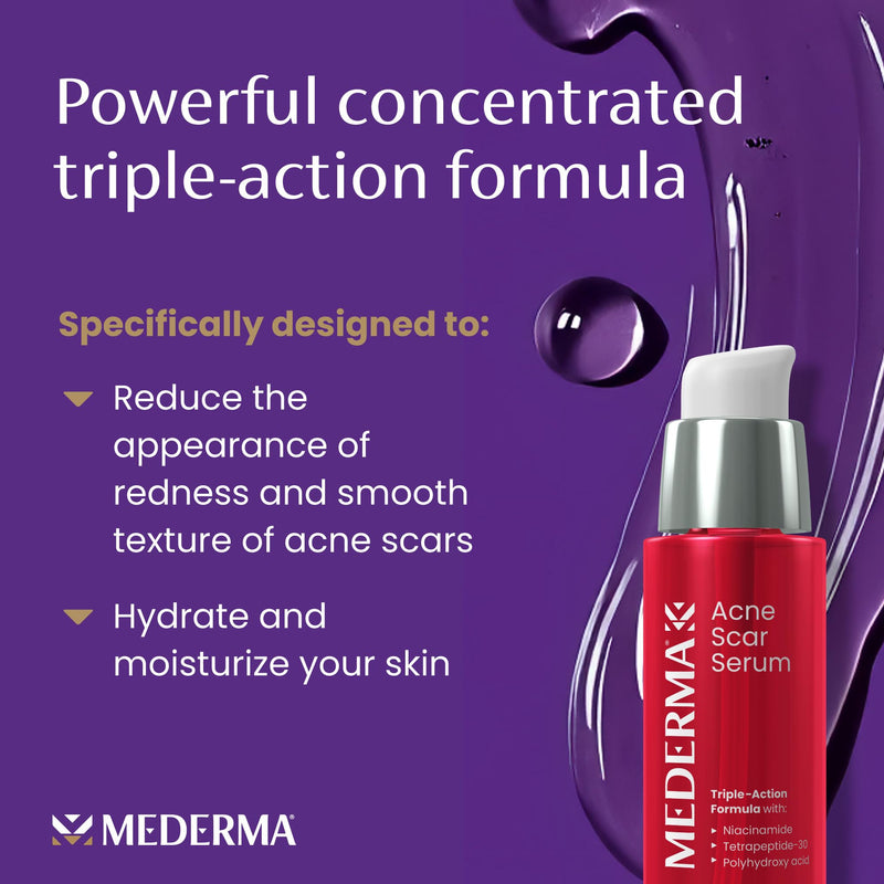Mederma Acne Scar Serum Triple-Action Formula with Niacinamide, Tetrapeptide-30, and Polyhydroxy acid Clinically Shown to Lighten Acne Scars, 1 Fl. Oz.