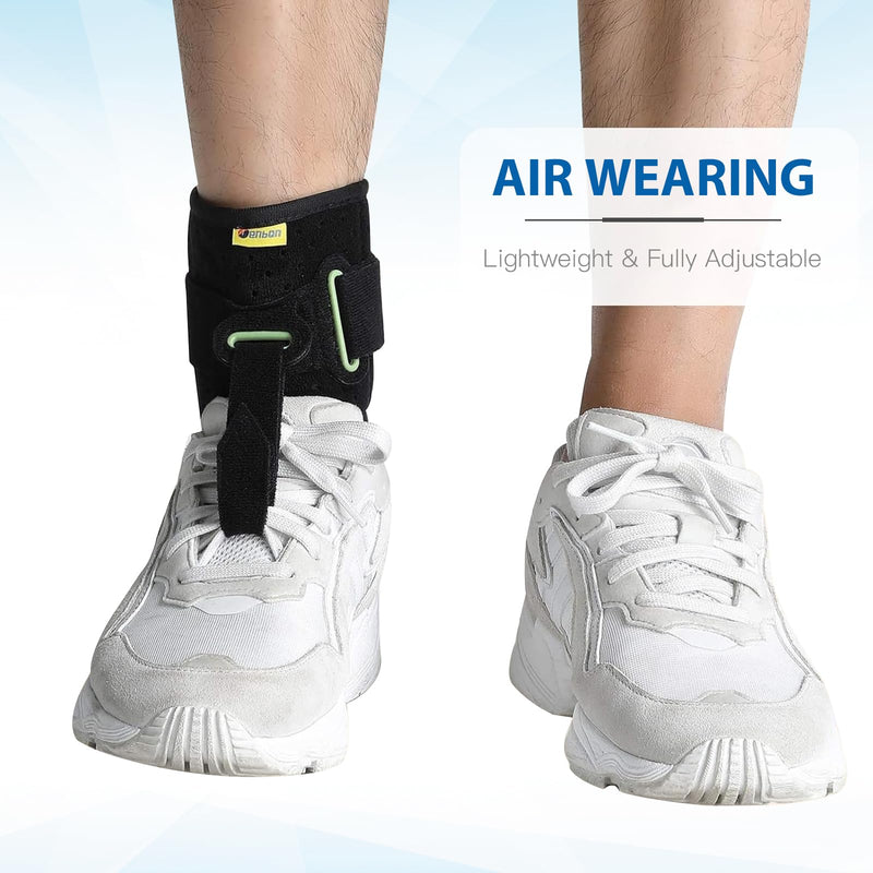Tenbon Ankle Support Drop Foot Brace Orthosis - Comfort Cushioned Adjustable Wrap Compression For Improved Walking Gait, Prevents Cramps Ankle Sprains (Black) Black