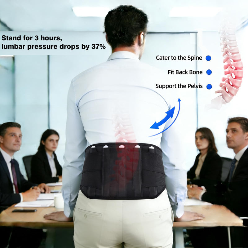 Back Brace for Lower Back Pain & Sciatica Relief - Heavy Duty Lumbar Support Belt with 5 Reinforced Stays for Herniated Disc, Arthritis, Work & Lifting - Men & Women (45-50.9“ X-Large)