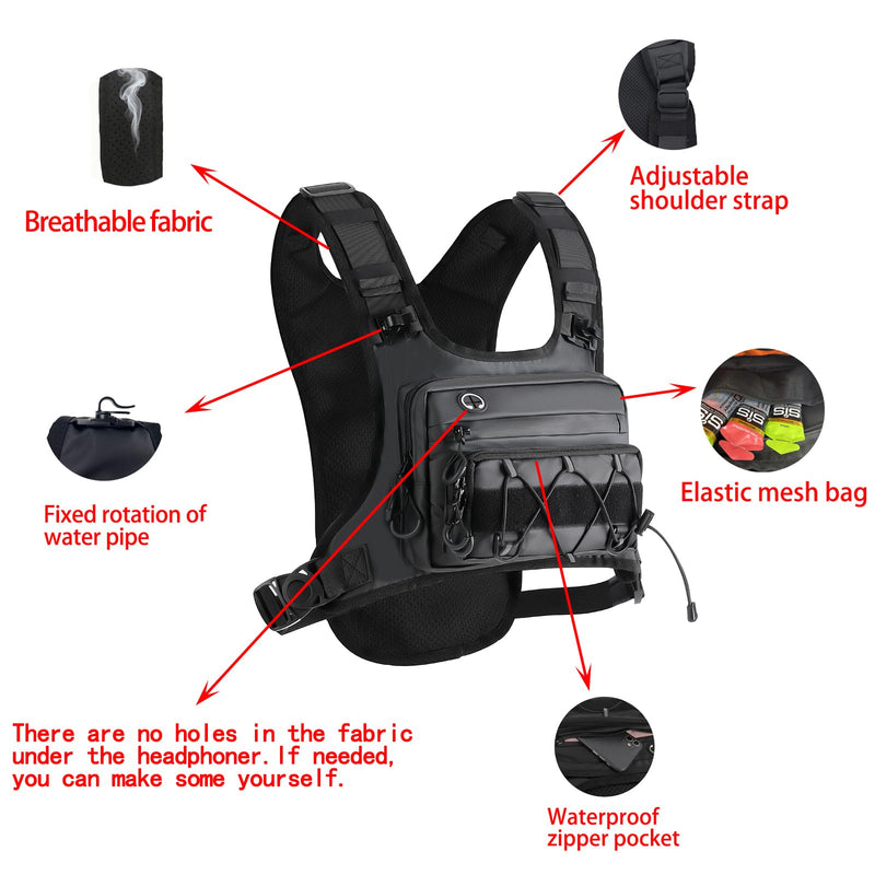Running Vest 2L Water Bladder for Men & Women, Lightweight Breathable Reflective Design, Adjustable Shoulder Straps with Phone Pocket, Ideal for Cycling & Mountain Sports Black F - BeesActive Australia