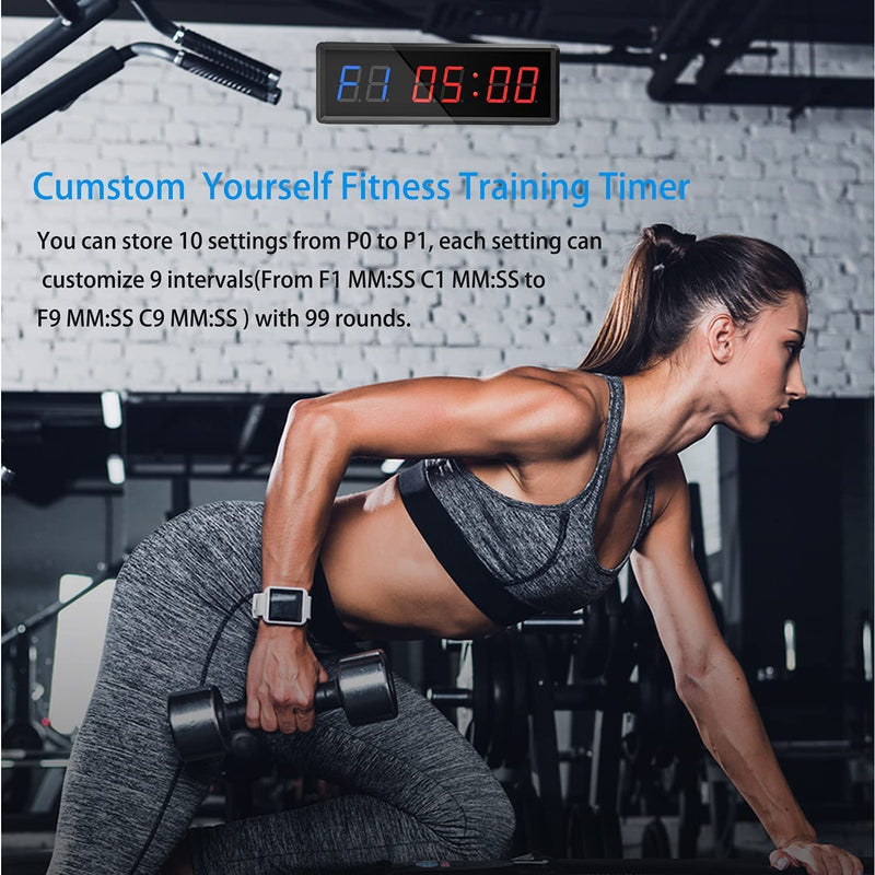 Gym Clock With Remote, 1.5" 1.8" Metal LED Timer, Crossfit Workout Stopwatch, Tabata Countdown for Home 1.5“ Metal & Remote Blue + Red - BeesActive Australia