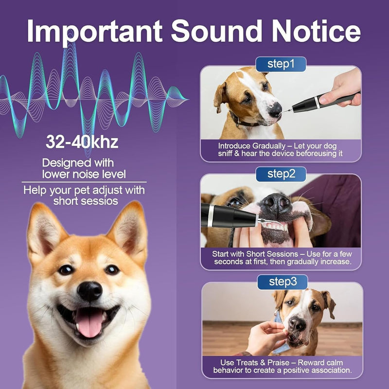 Dog Plaque Remover, Dog Teeth Cleaning Products for Tartar & Plaque Off, USB Rechargeable Dogs Teeth Cleaning for Dogs/Puppies - Includes Dental Scaler & Finger Toothbrush