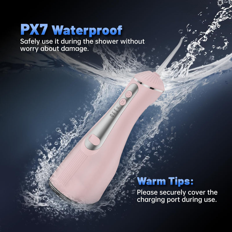 Water Dental Flosser Pick for Teeth MAKJUNS 3 Modes Rechargeable Cordless Oral Irrigator Portable IPX7 Waterproof Tooth flossers for Home Travel(Pink) Pink