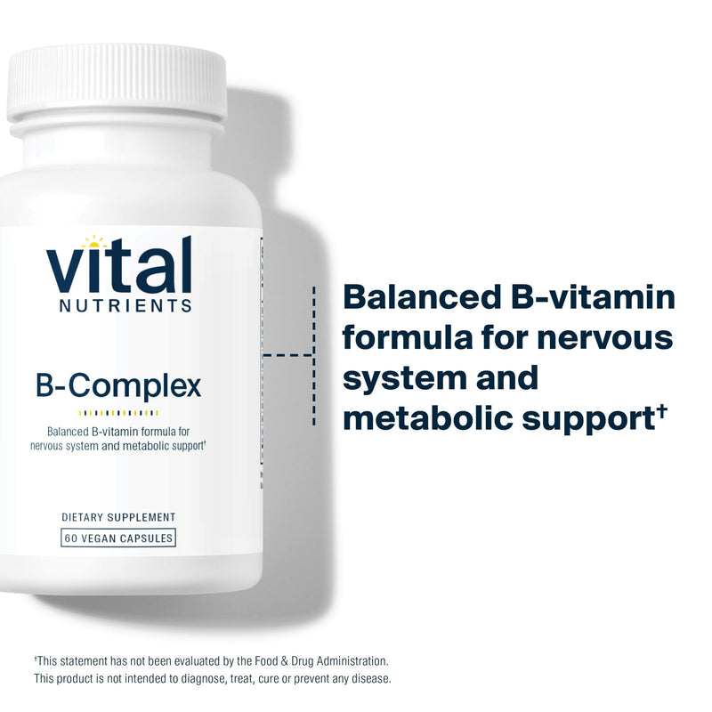 Vital Nutrients Vitamin B-Complex - Vegan High-Potency Methylated B Complex Vitamins - B Vitamins Support Energy Production, Metabolism, and Heart Health* - Gluten, Dairy, Soy Free - 60 Capsules 60 Count (Pack of 1)