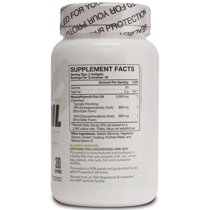 Muscle Pharm Essentials Fish Oil Omega 3-60 Liquid Softgels - 30 Servings | 2000mg Omega 3 Fish Oil, Cardiovascular Support, Immune Health, Joint Wellness, Athletic Recovery 60 Count (Pack of 1)