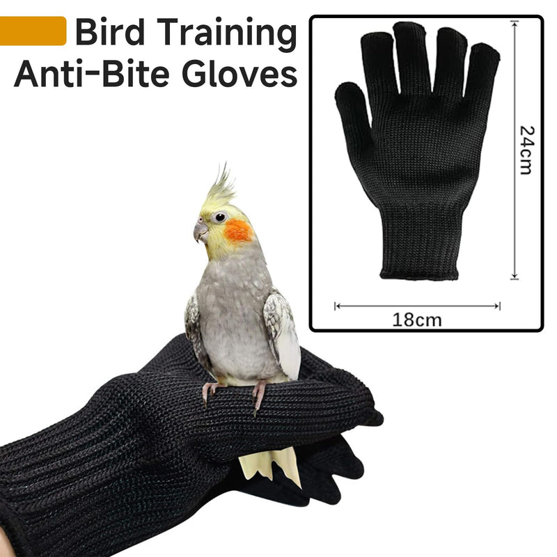 QBLEEV 1 Pair Bird Handling Anti-Bite Gloves, Small Animal Bite Proof Gloves for Training Black