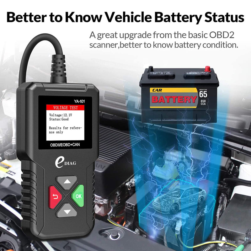 2026 Ver. EDIAG OBD2 Scanner YA-101 Auto Code Reader for Check Engine Light,O2 Sensor,EVAP Test,On-Board Monitor Test,Smog Check,OBD2 Diagnostic Scan Tool for All OBD2 Cars Since 1996-Upgrade Version EDIAG ya101 - BeesActive Australia