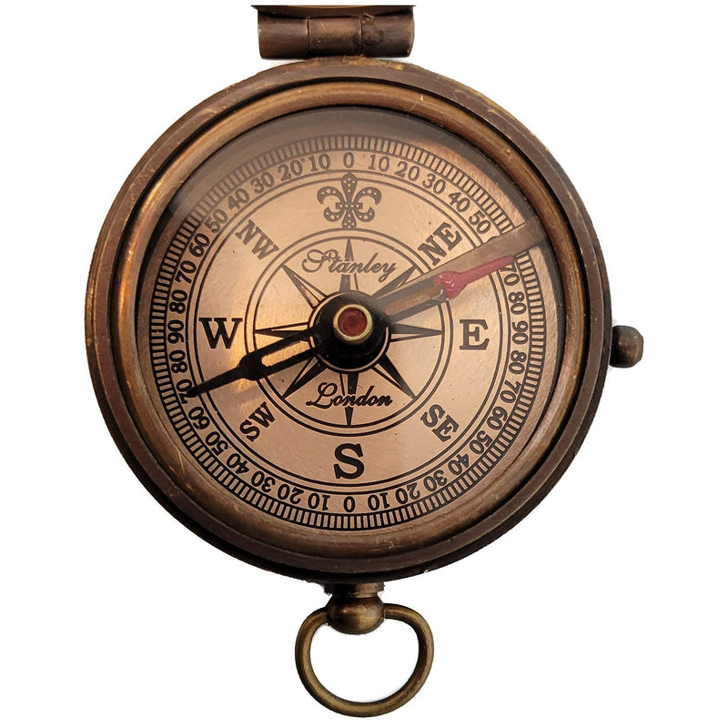 Personalized Antique Brass Pocket Compass with Custom Engraving – Engraved Compass Gift for Graduation, Father’s Day, Anniversary, Travel, or Family Heirloom – Optional Hardwood Box Behind You - BeesActive Australia