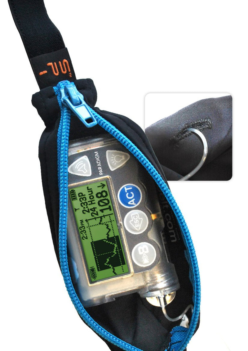 SPIbelt Diabetic Running Belt for Adults, Adjustable Waist, No Bounce, Expandable and Discreet Insulin Pump Pocket, No Logo Band, Black with Black Zipper Black with Black Zipper (No Logo) - BeesActive Australia
