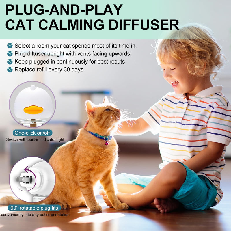 Cat Calming Pheromone Diffuser 4 in 1 Kit Cat Relaxing Pheromone Diffuser Relieve Anxiety Reduce Fighting Spraying and Scratching 48ml Refill C