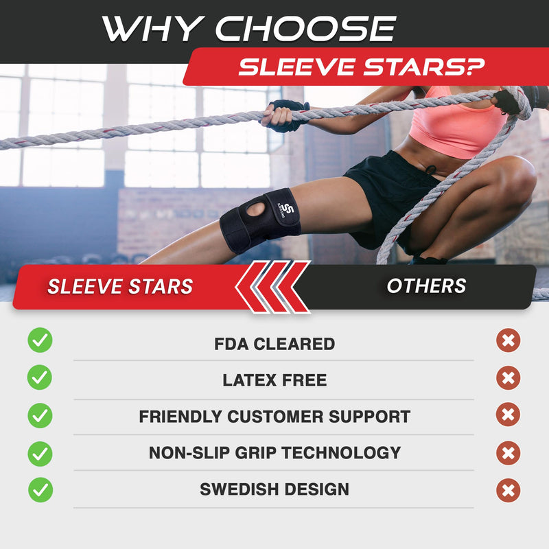 Sleeve Stars Knee Brace & Knee Support for Men & Women, Knee Braces for Knee Pain, Knee Protection Wrap for Working Out S/M/L: 12"-21"
