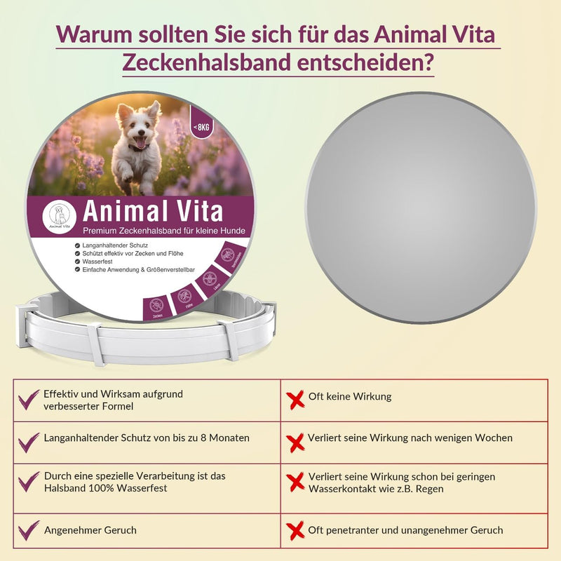 Animal Vita® Premium tick collar for small dogs - reliable protection against ticks [waterproof and size-adjustable] up to 8 months of tick protection for dogs - BeesActive Australia