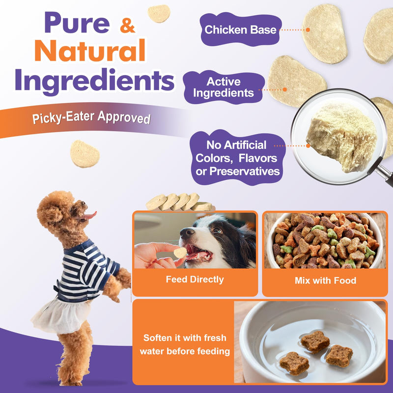 DRFOSTER Probiotics for Dogs, Freeze-Dried Dog Probiotics and Digestive Enzymes, Plus Omega-3 for Itchy Skin, Prebiotics for Digestive Health, Dog Vitamins and Supplements for Immune Health, 180 Bites Purple