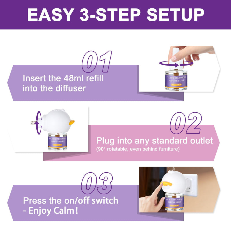 9-in-1 Advanced Cat Pheromone Calming Diffuser 180 Days (3 Plugs+6 Refills), Relieve Anxiety, Help Reduce Fighting, Spraying & Scratching, Drug-Free & Odorless Safe Relaxation Solution